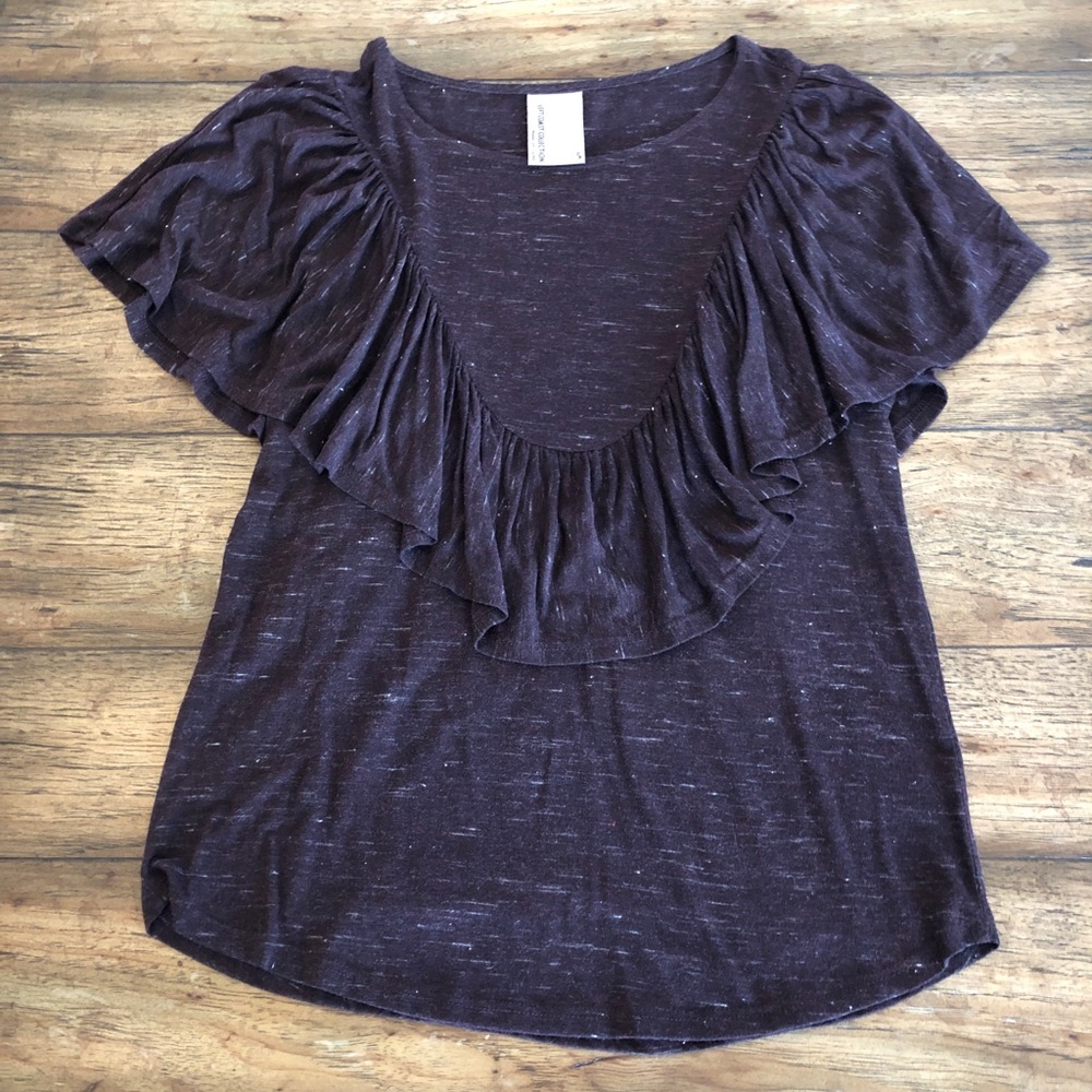 Anthropologie Dolan Grey Ruffle Shirt